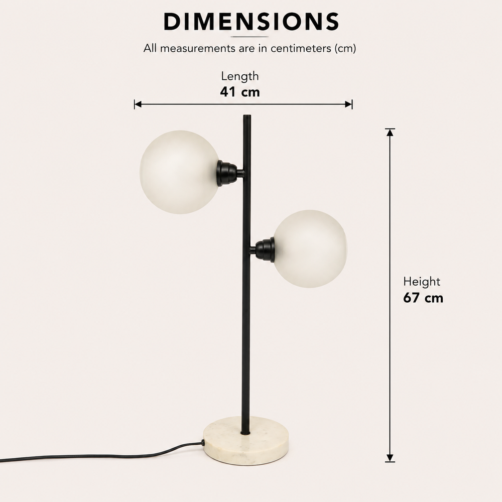 Marble & Glass Table Lamp for Living Room & Bedroom view 1