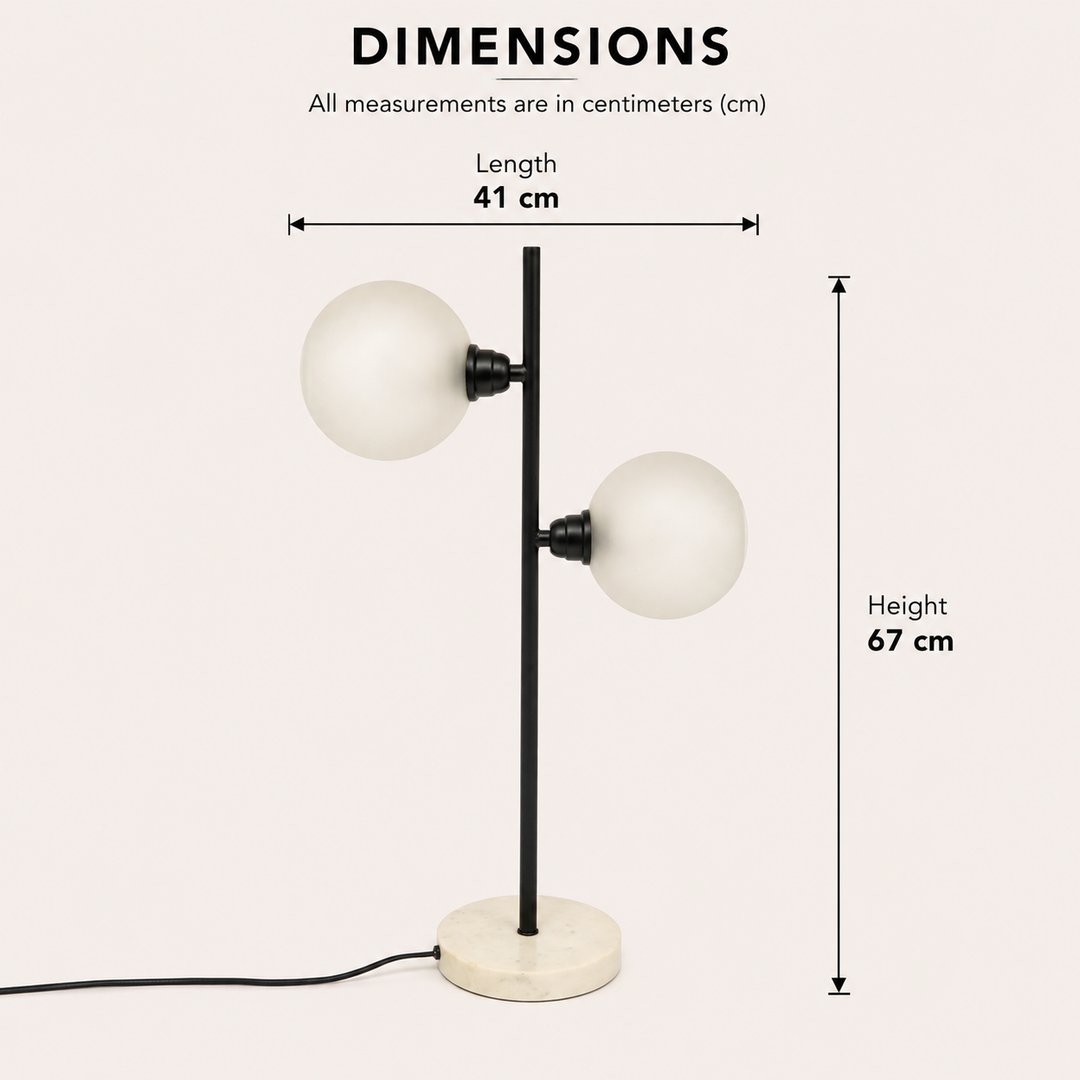 Marble & Glass Table Lamp for Living Room & Bedroom view 1