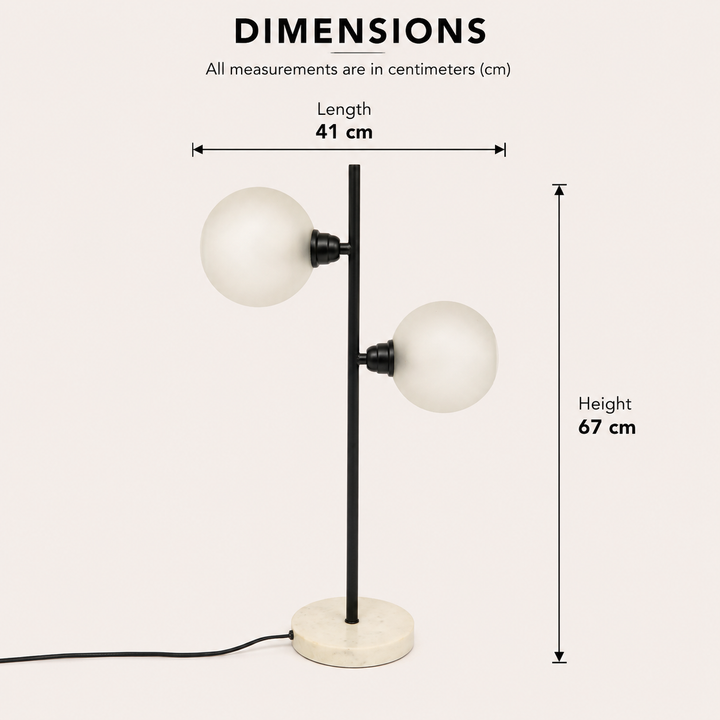 Marble & Glass Table Lamp for Living Room & Bedroom view 1