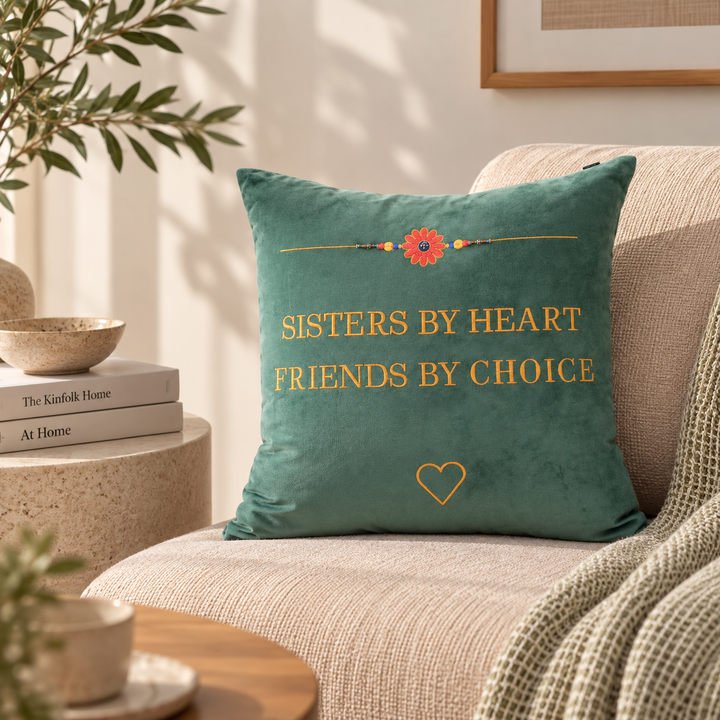 Sibling Quote Velvet Cushion 41 x 41 cm, Sister By Heart, view 4