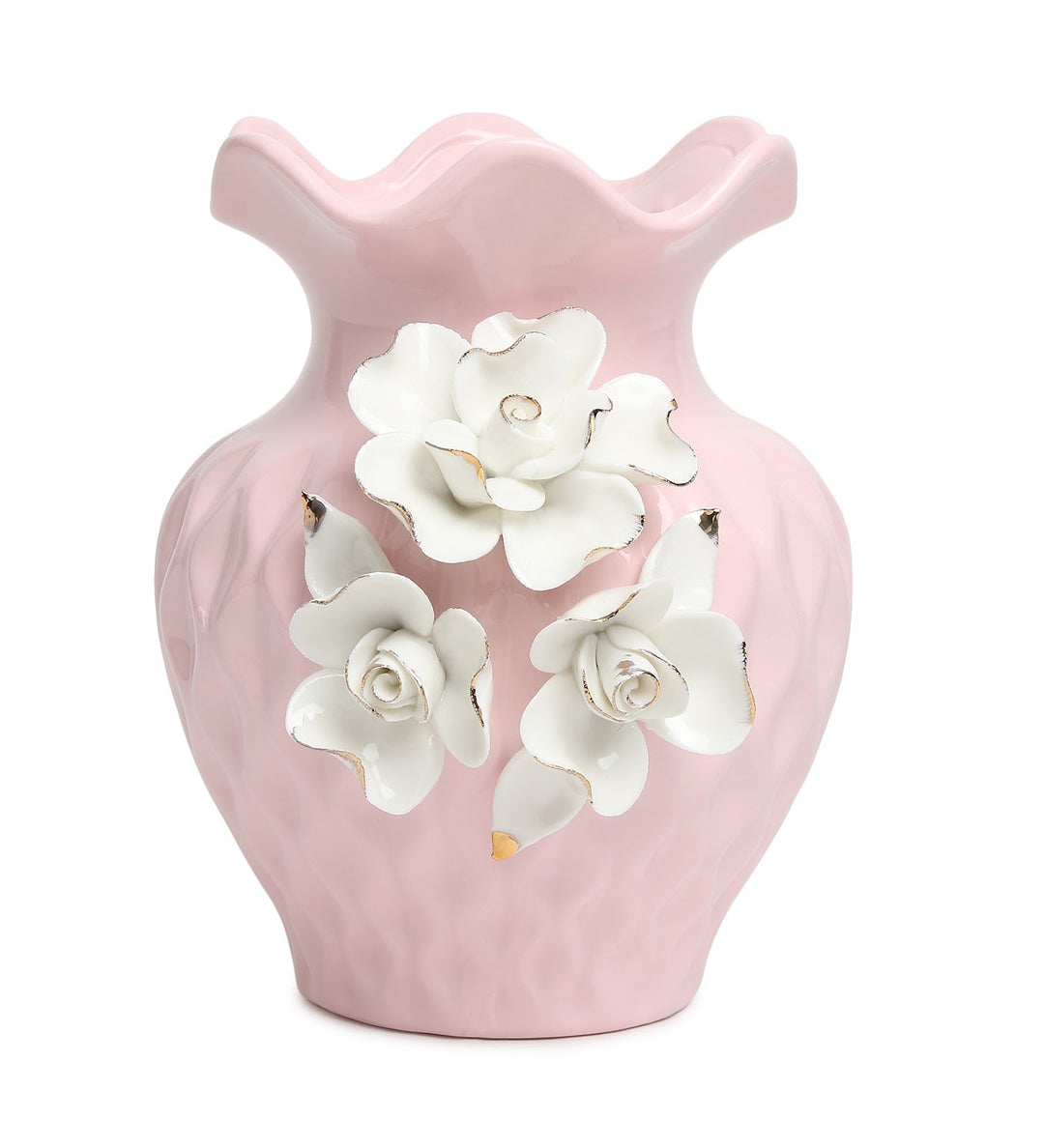Elodie Fleur Blue Porcelain Vase Wide with Gold Detail view 5