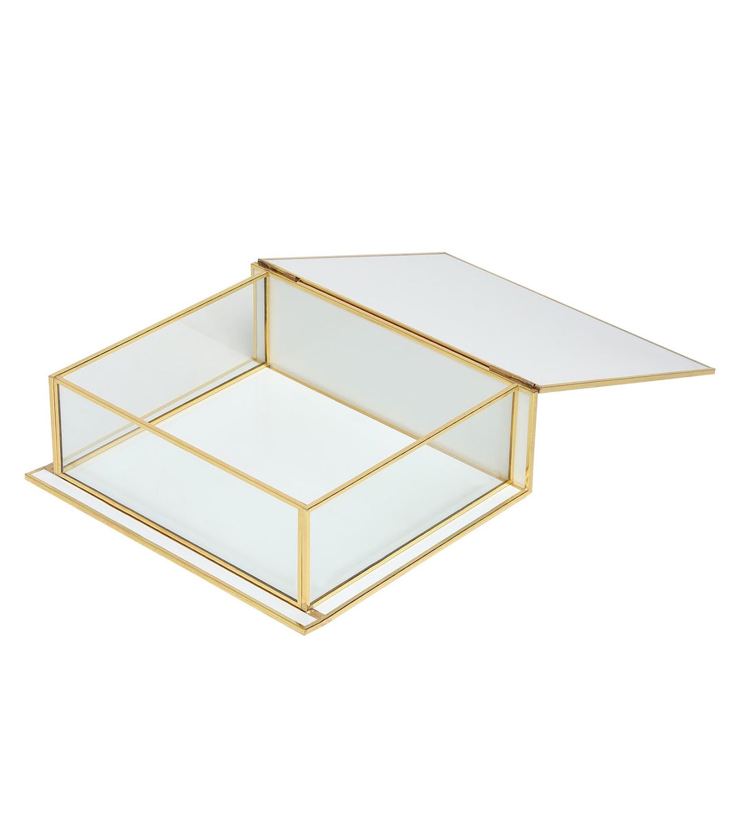 Livia's Flower White Glass Jewellery Box with Metal Frame Large view 6