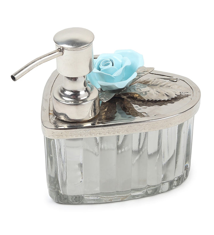 Petal Eclat Soap Dispenser with Floral Bloom Accent Blue view 4