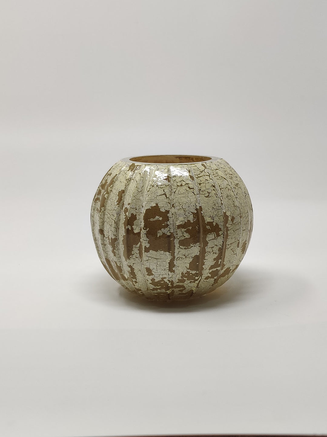 Expobazaar Crackled Brown Clay Glass Candle Holder