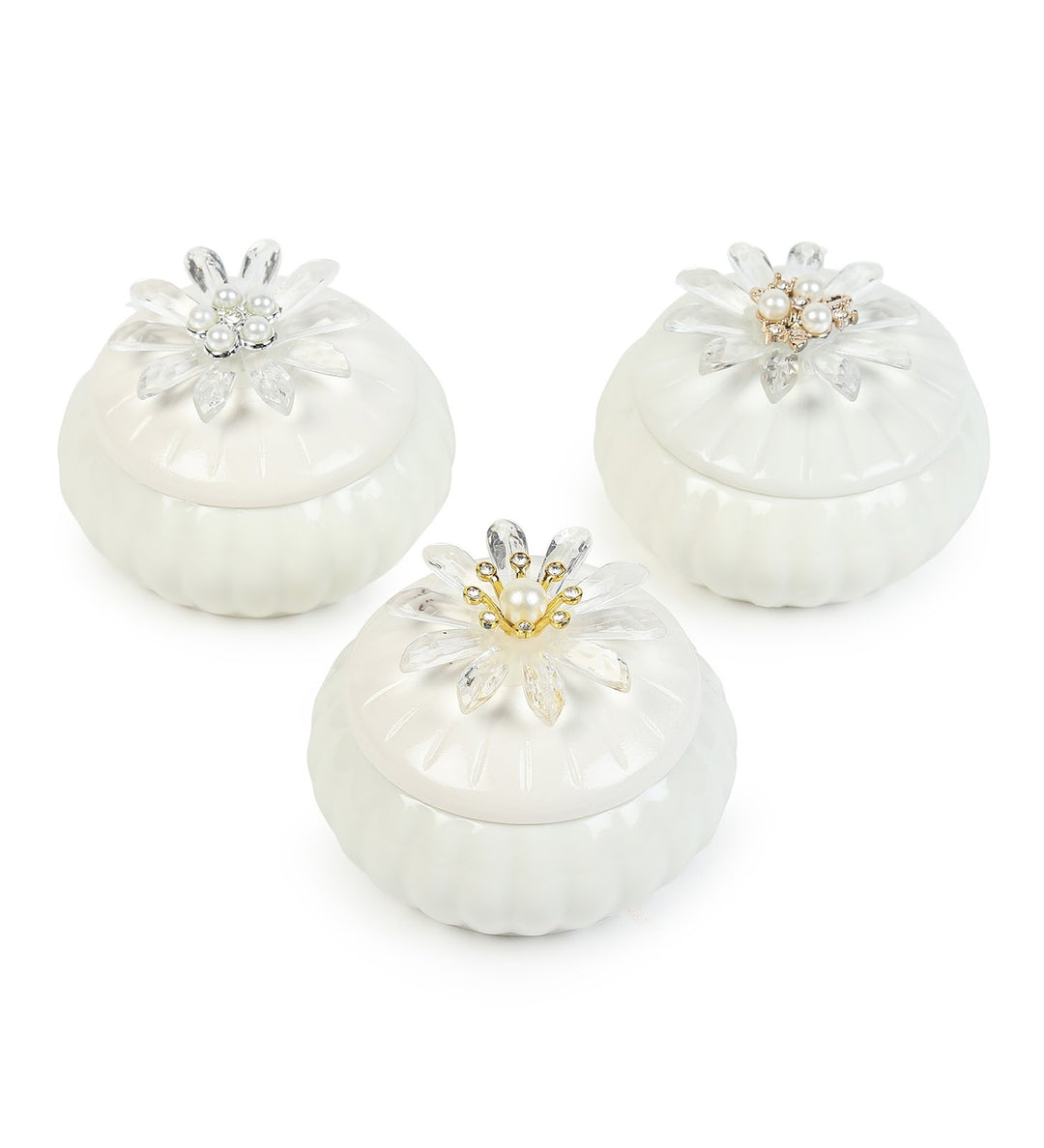 Sunpetal Jewelled Porcelain Trinket Box Set view 5