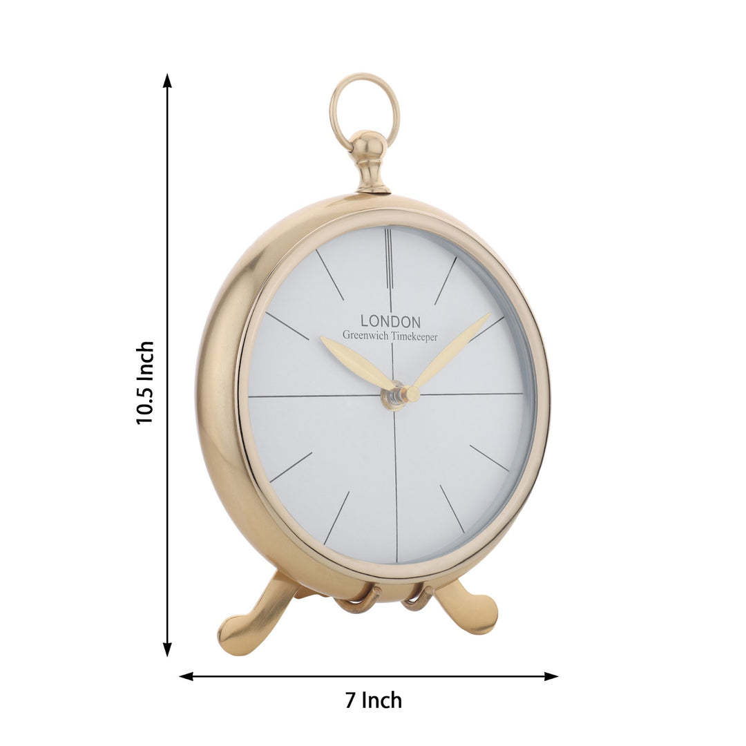 Expobazaar Regal Gold Aluminium Table Clock