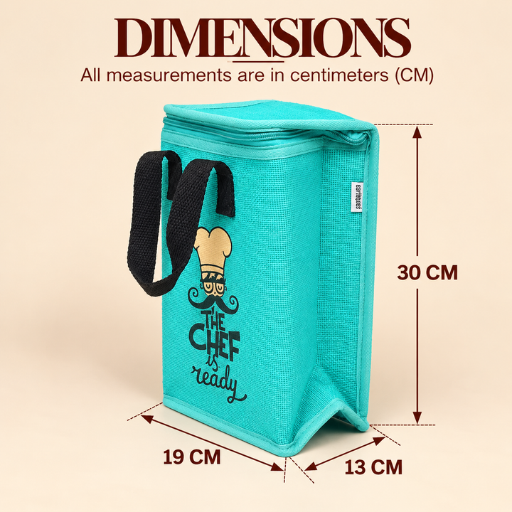 Insulated Jute Lunch Bag, Chef Print, View 5