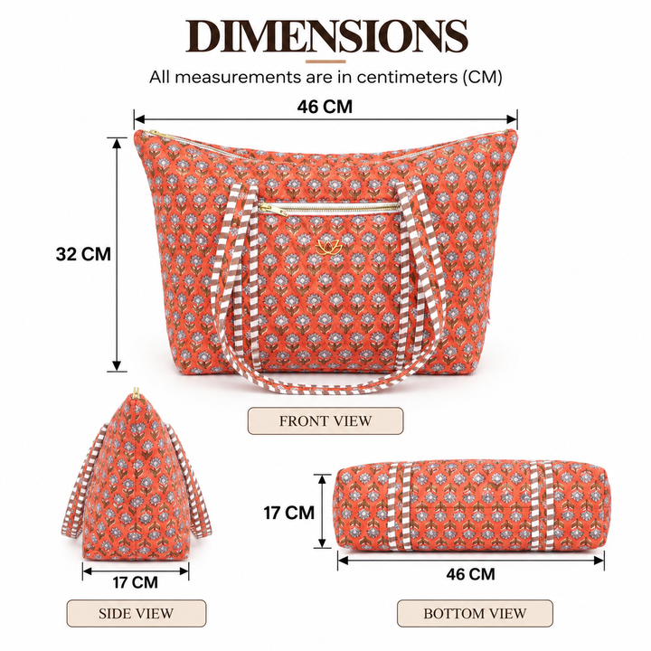 Quilted Travel Bag with Potli Pouch, Peach, view 6