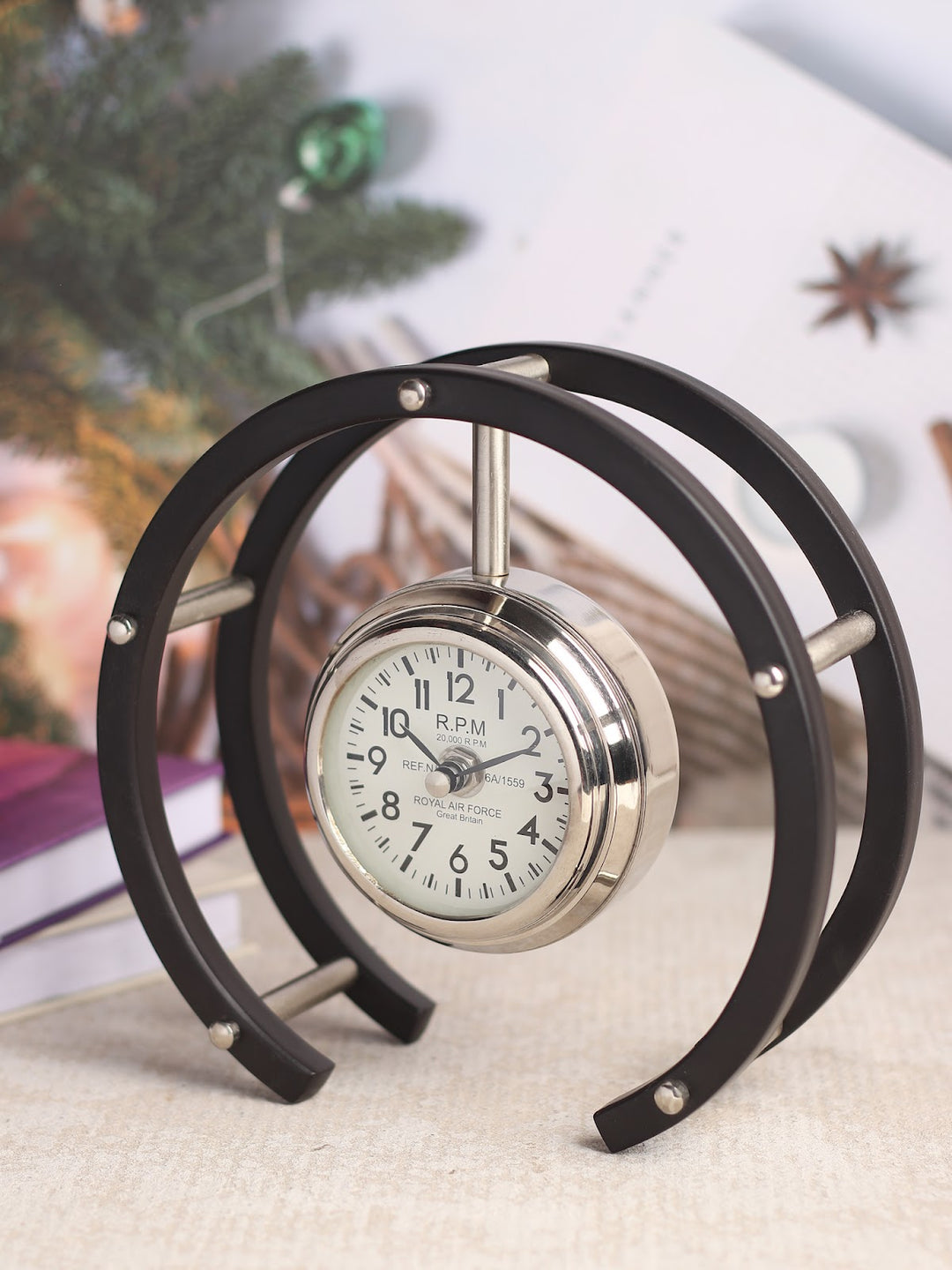 Expobazaar Luna Serenade Silver Steel Table Clock