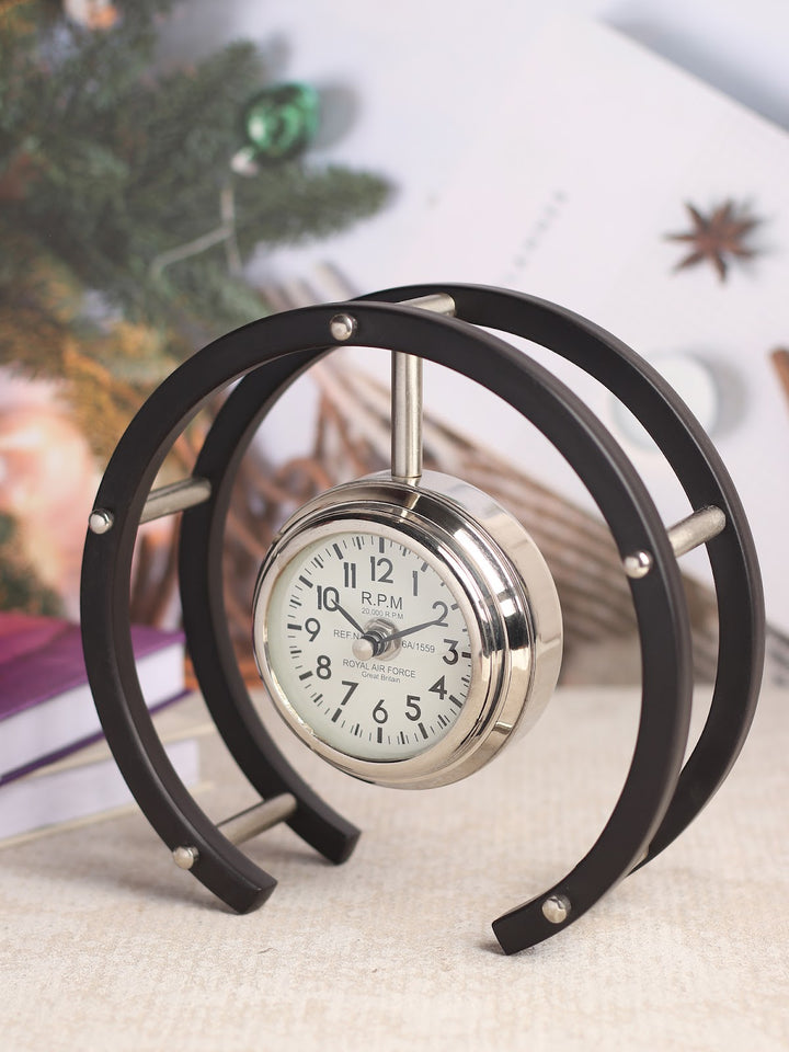 Expobazaar Luna Serenade Silver Steel Table Clock