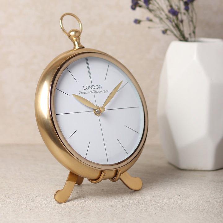 Expobazaar Regal Gold Aluminium Table Clock