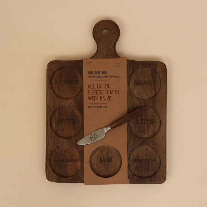 Large mango wood cheese board with knife