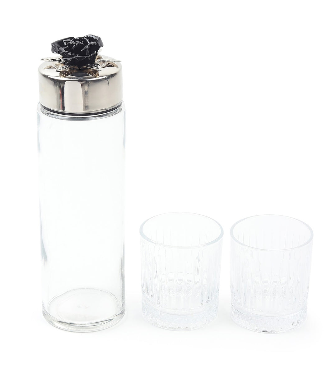 Petal Eclat Glass Water Bottle and Glass Set Black view 7
