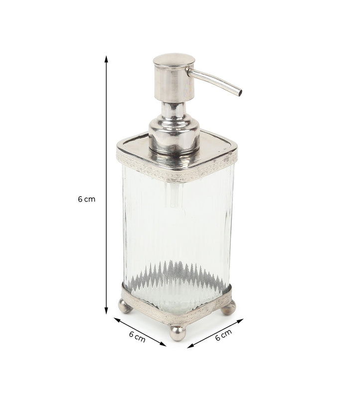 Elio Sculpted Glass Soap Dispenser with Metal Accents view 3
