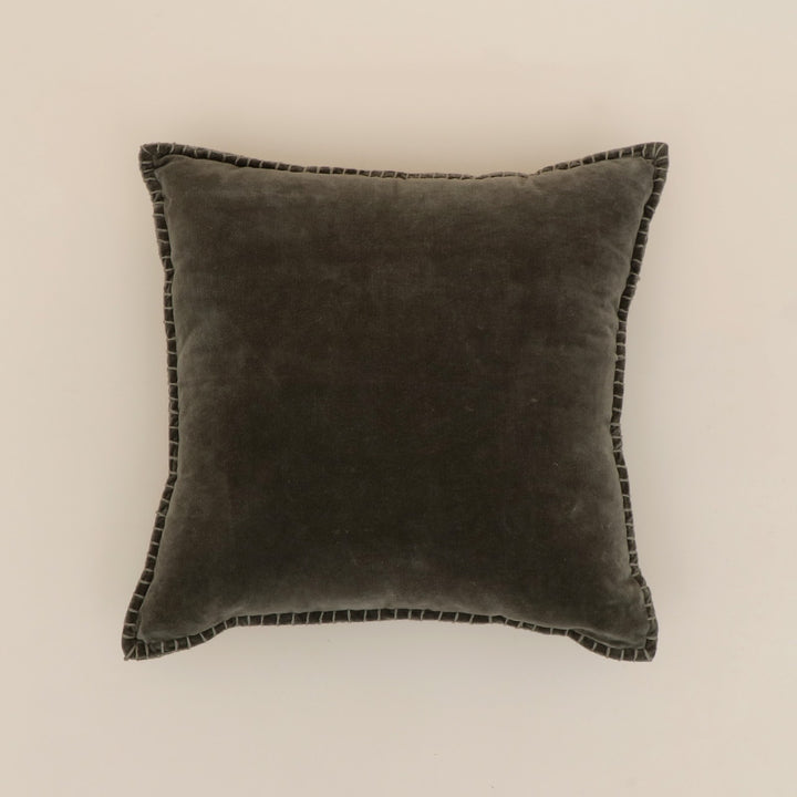 Pickle Green Velvet Blanket Stitch Cushion