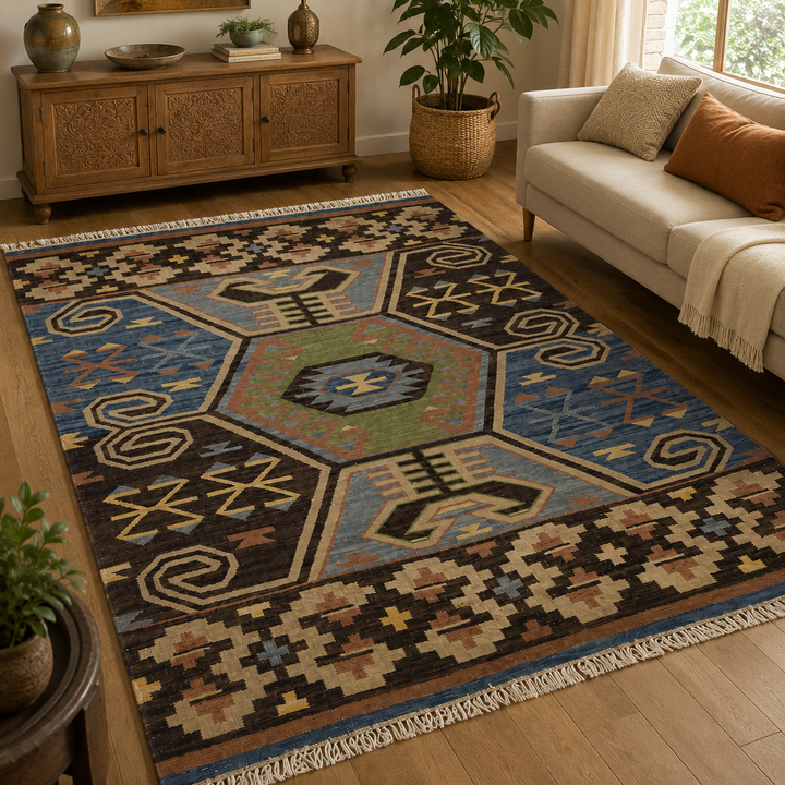 Grey Modern Handwoven Wool Kilim Rug