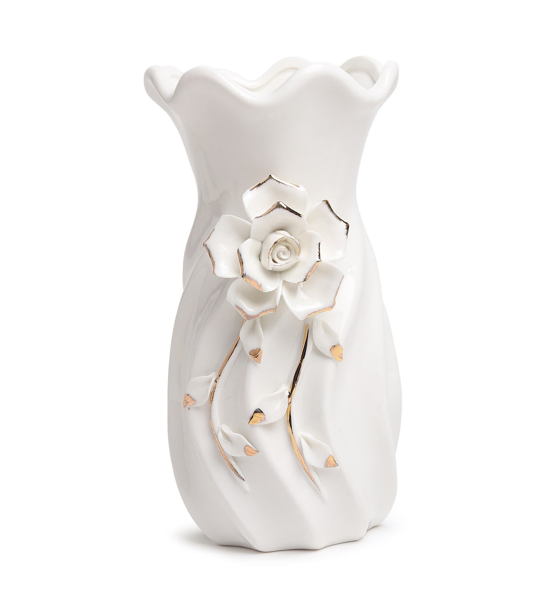 Odile Fleur Rose Porcelain Vase with Gold Edge view 4