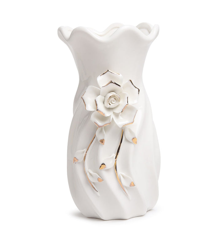 Odile Fleur Rose Porcelain Vase with Gold Edge view 4