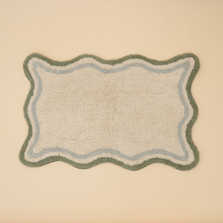 Green Scalloped Border Cotton Bath Mat, View 3
