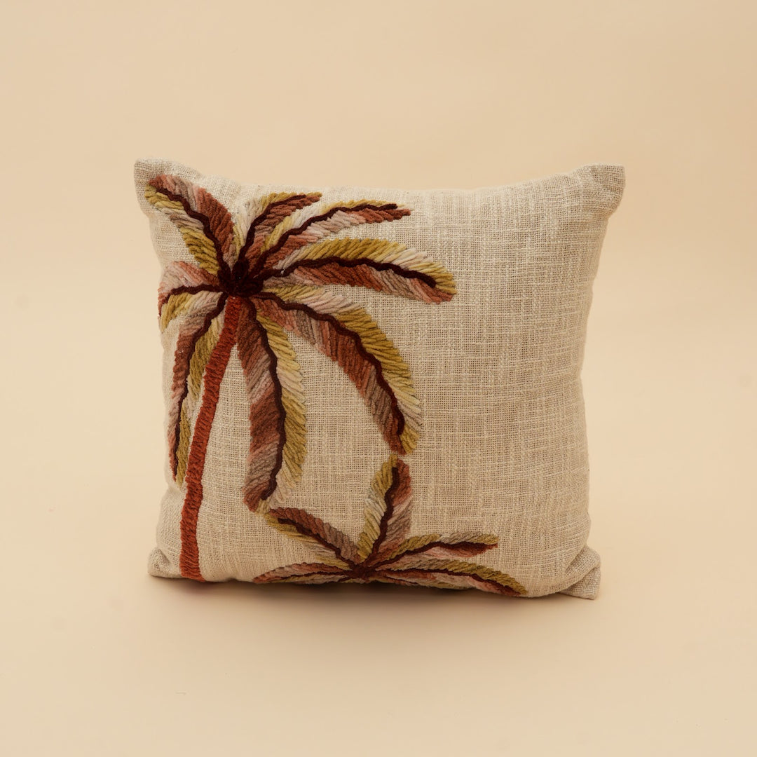 Embroidered Palm Tree Chenille Cushion, View 3