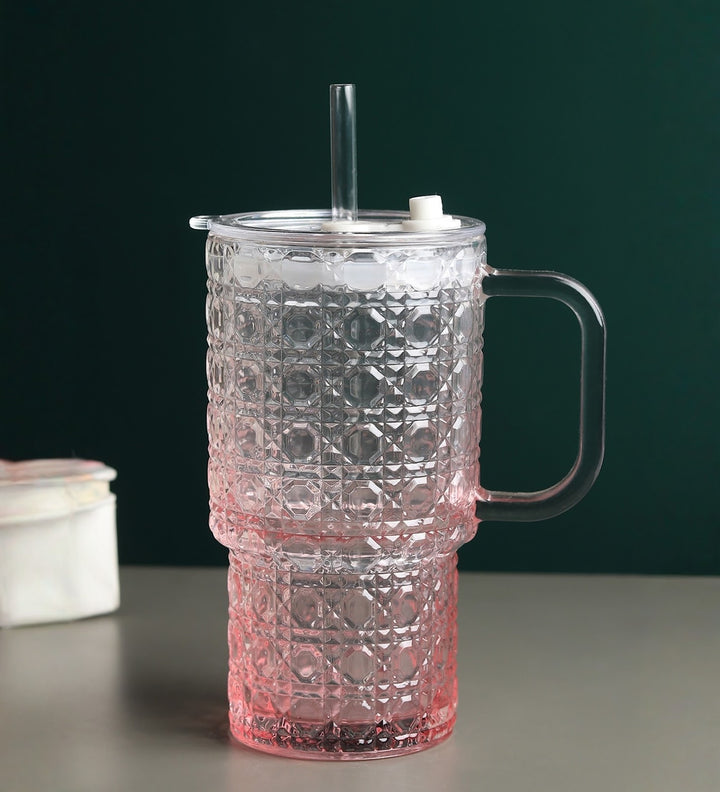 Verdelle Diamond Cut Glass Tumbler Pink view 1