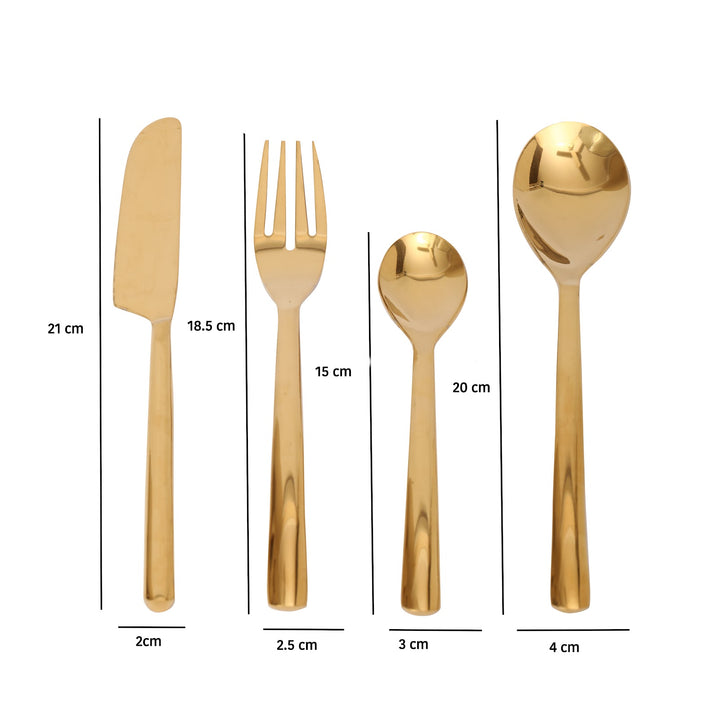 Expobazaar Ava Luxe Gold (Set of 4) Cutlery Set
