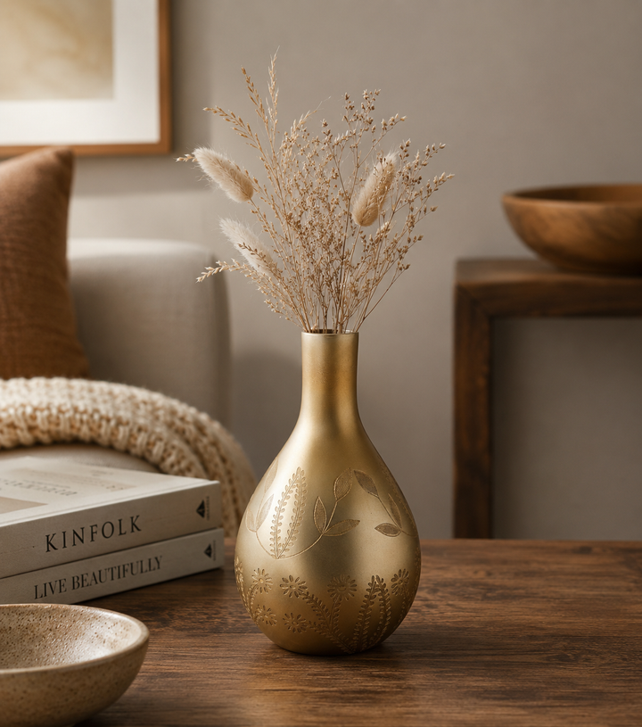 Glass Flower Vase, Gold