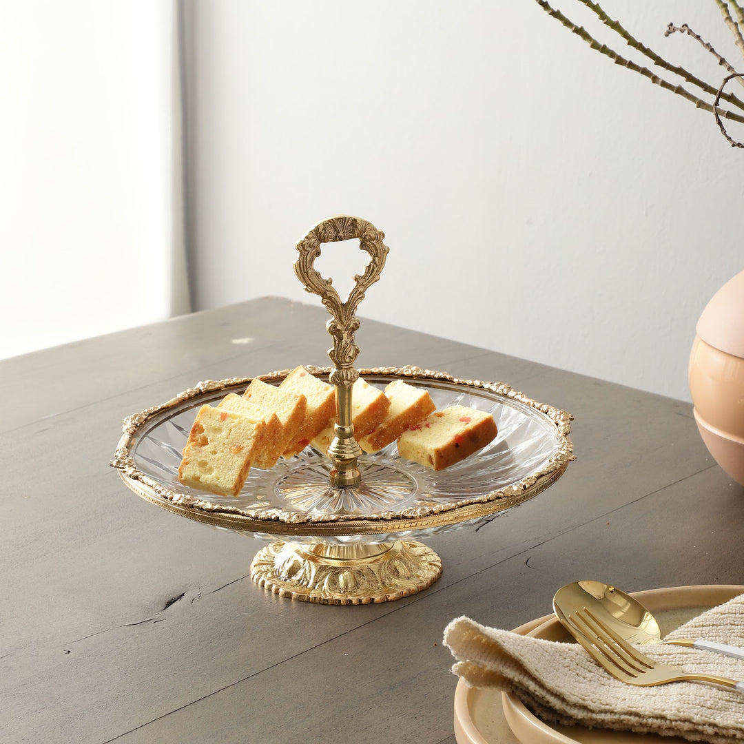 Expobazaar Spearhead Crystal Cake Stand in Gold