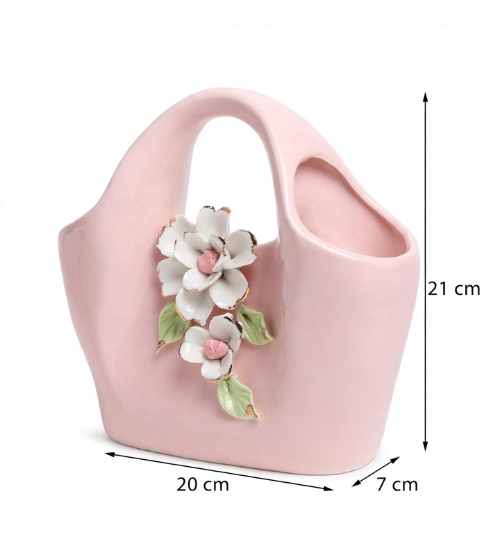 Handbag Fleur Porcelain Flower Vase Pink view 3