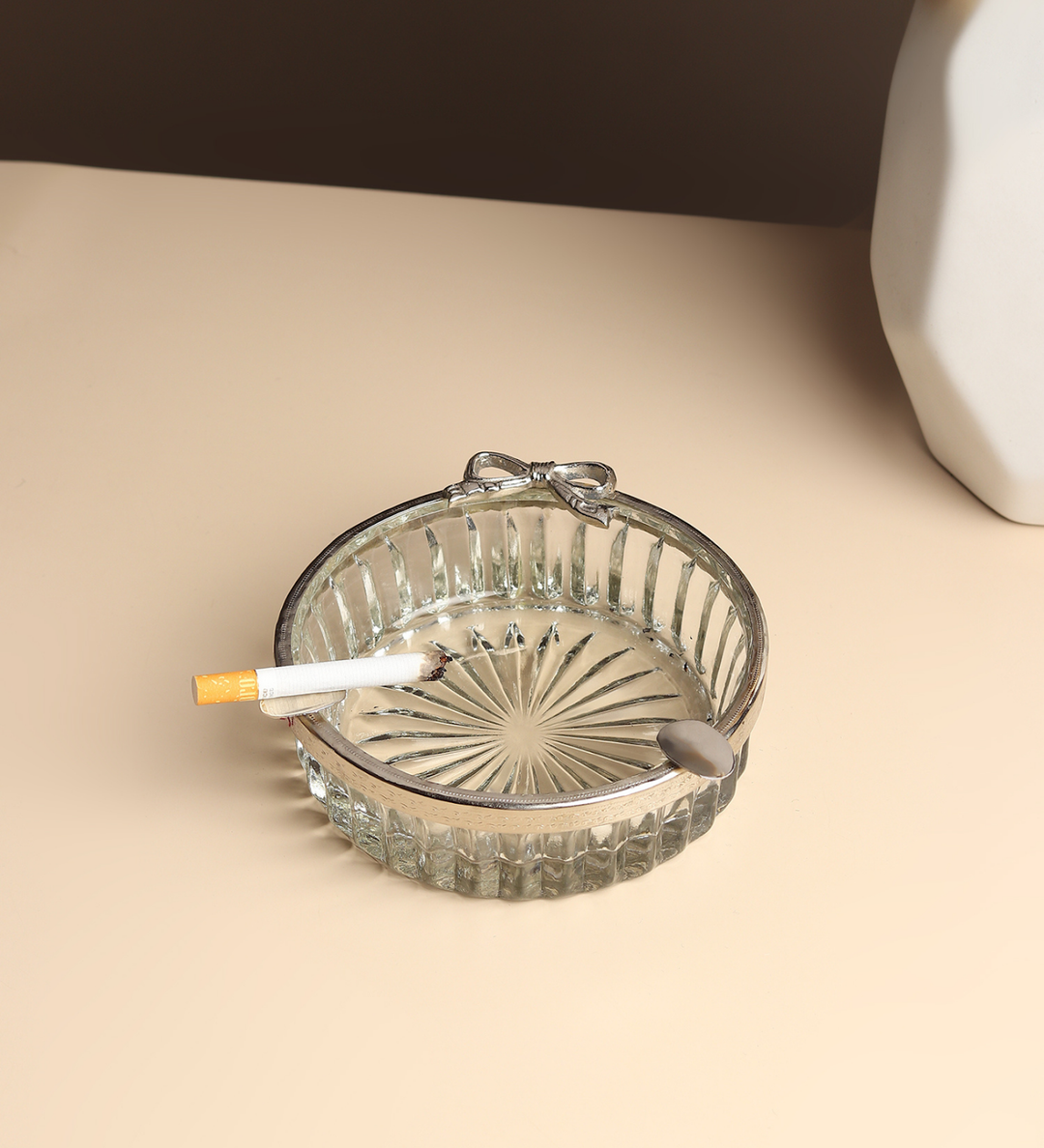 Valen's Bow Decorative Glass Ashtray for Home and Lounge view 1