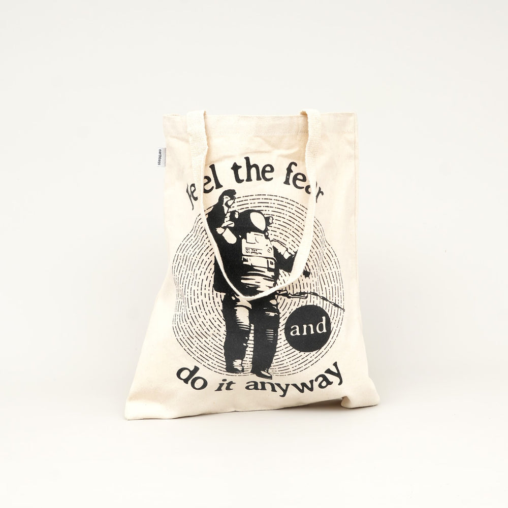 Feel the Fear Print Canvas Tote Bag, View 2