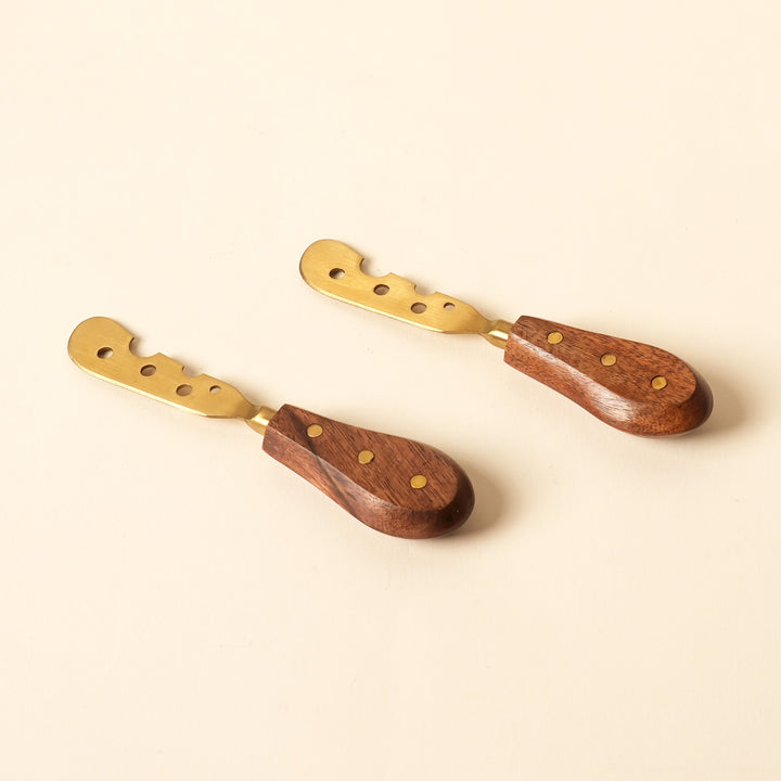 Cheese knife and spreader serving set