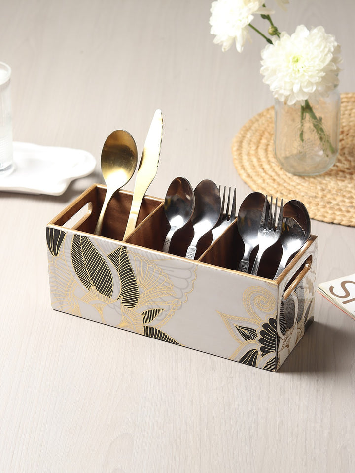 Expobazaar Ivory Noir Bloom Cutlery holder