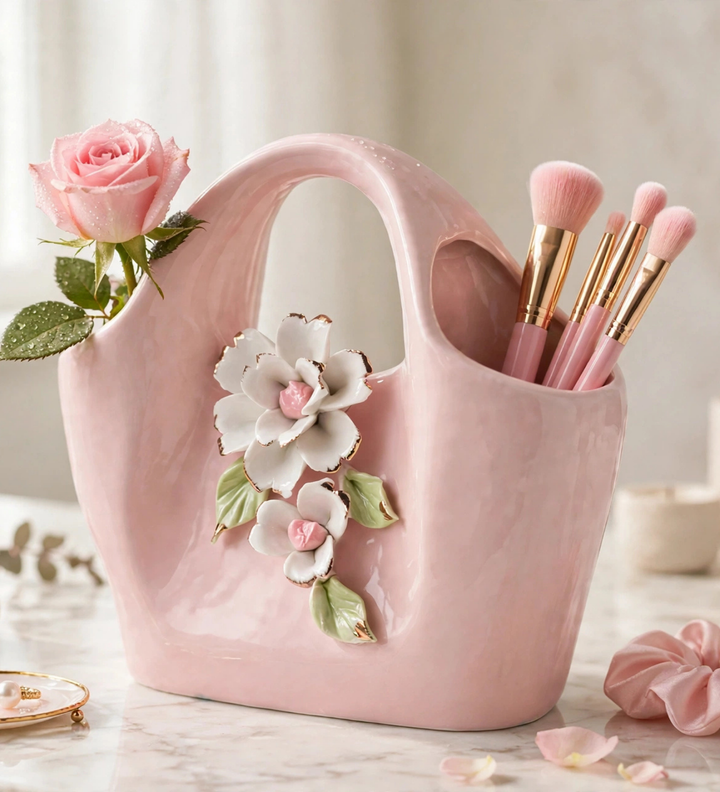 Handbag Fleur Porcelain Flower Vase Pink view 1