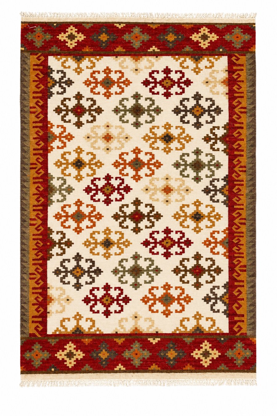 Natural Beige handwoven wool kilim rug by Expobazaar