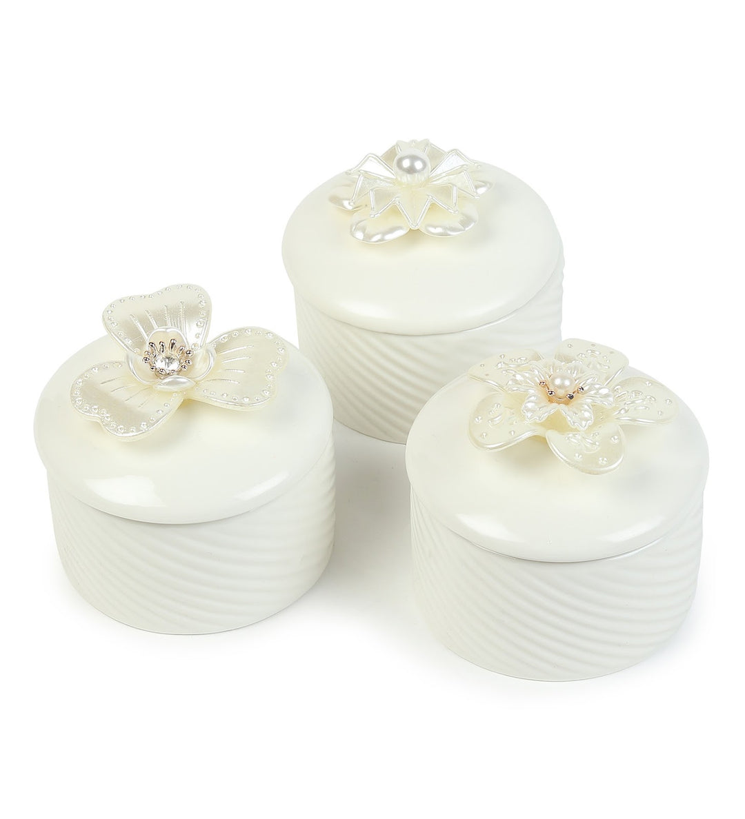 Florette Ribbed Porcelain Trinket Box Set view 5