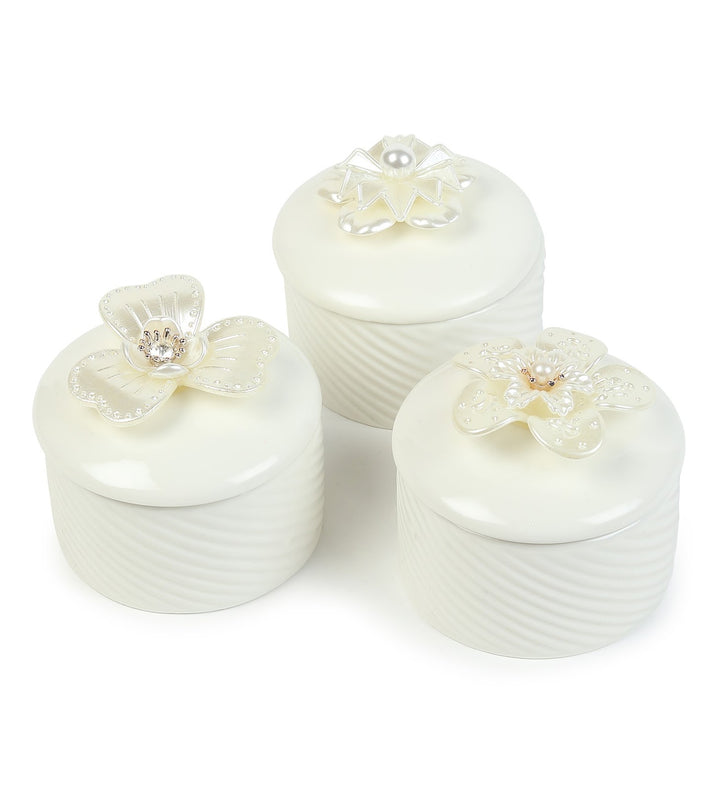 Florette Ribbed Porcelain Trinket Box Set view 5