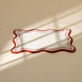 Red Scalloped Retro Tufted Cotton Bath Mat