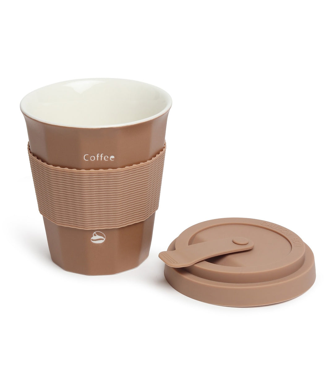 Milo Happy Ceramic Coffee Tumbler with Lid and Strap Brown view 6
