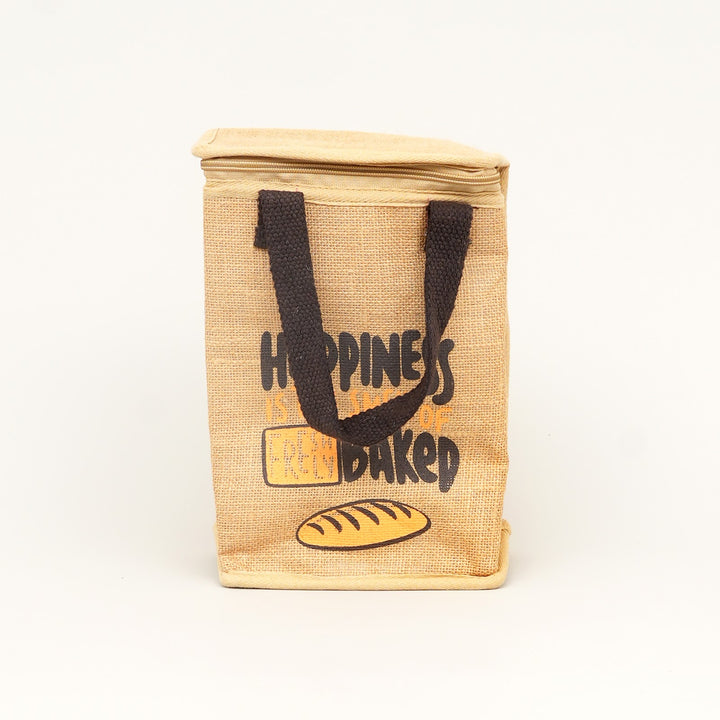 Insulated Jute Lunch Bag, Freshly Baked Print, View 2
