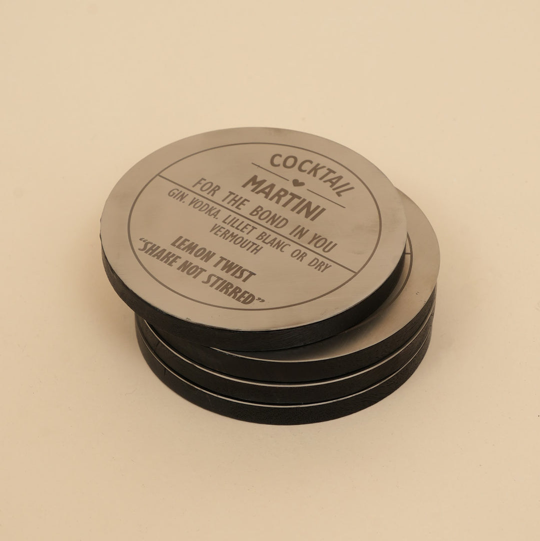 Metal and wood cocktail coasters