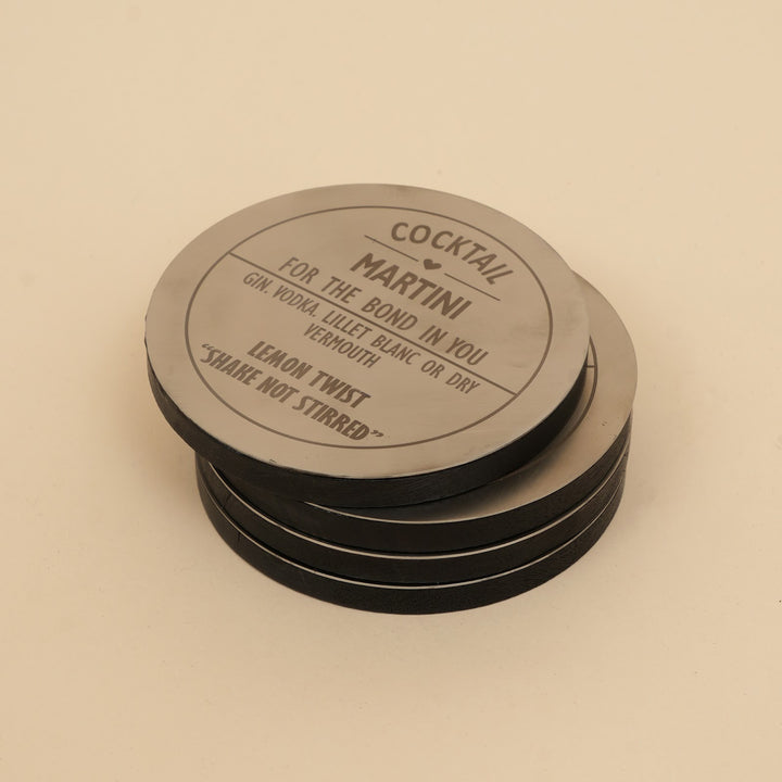 Metal and wood cocktail coasters