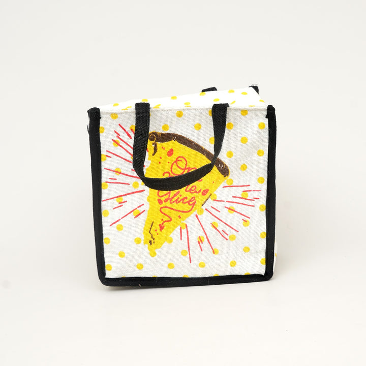 Express Jute Lunch Bag, Pizza Slice Print, View 2