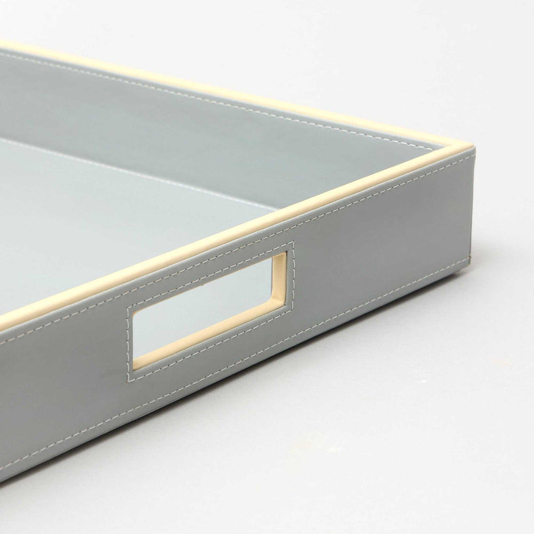 Square Grey Tray with Convenient Built-In Grips for Easy Handling