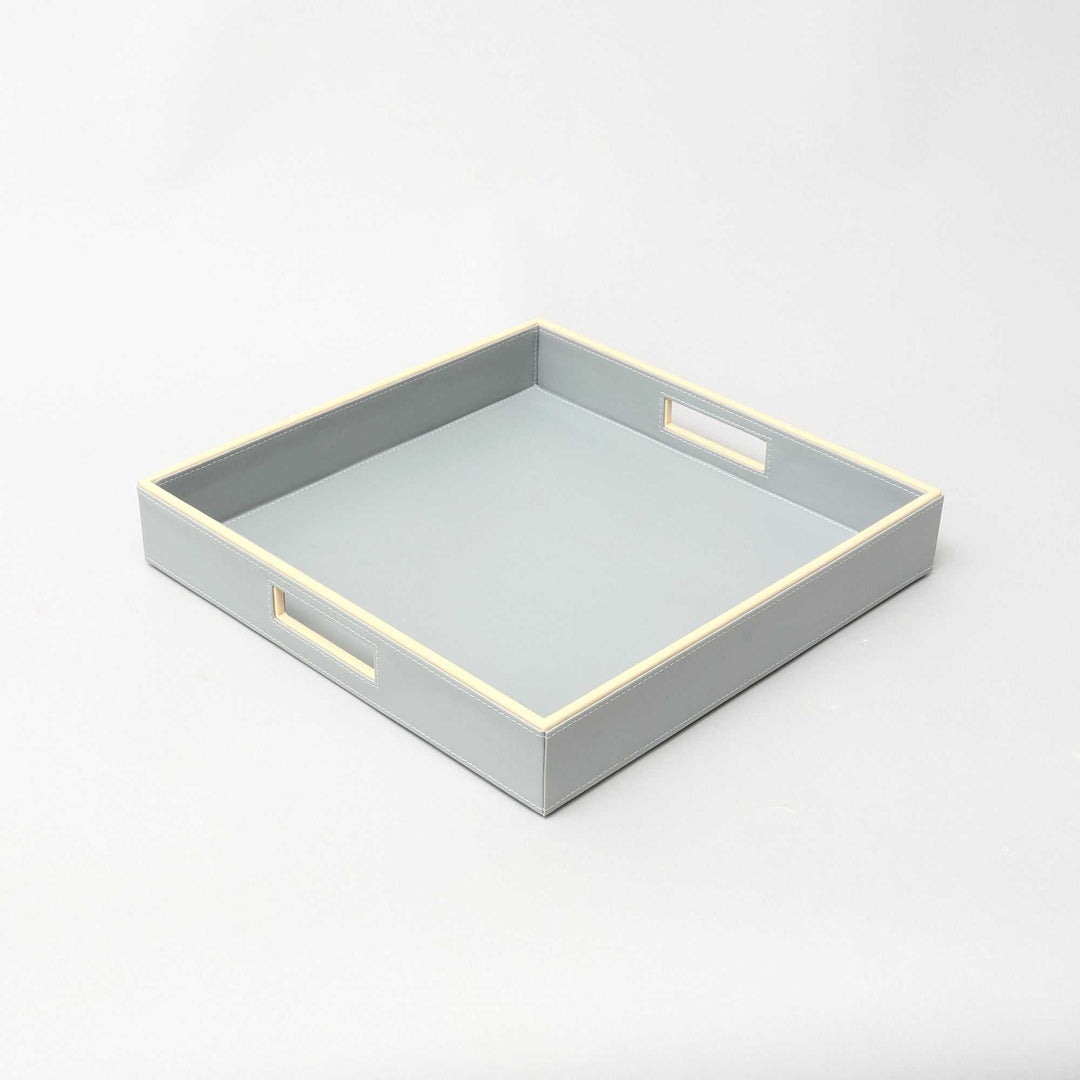 Square Grey Tray with Convenient Built-In Grips for Easy Handling