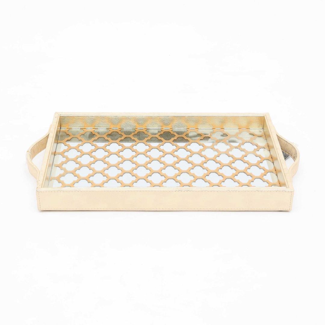Stylish White Tray with Gold Accents for Luxury and Elegance