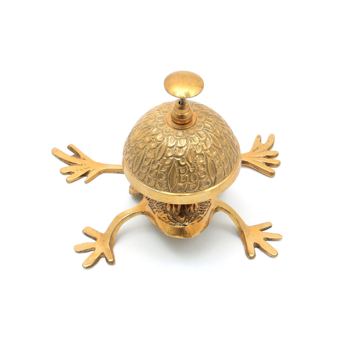 Decorative Aluminium Frog Desk Bell Elegant Golden Accent Piece