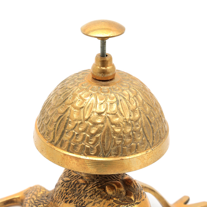 Decorative Aluminium Frog Desk Bell Elegant Golden Accent Piece