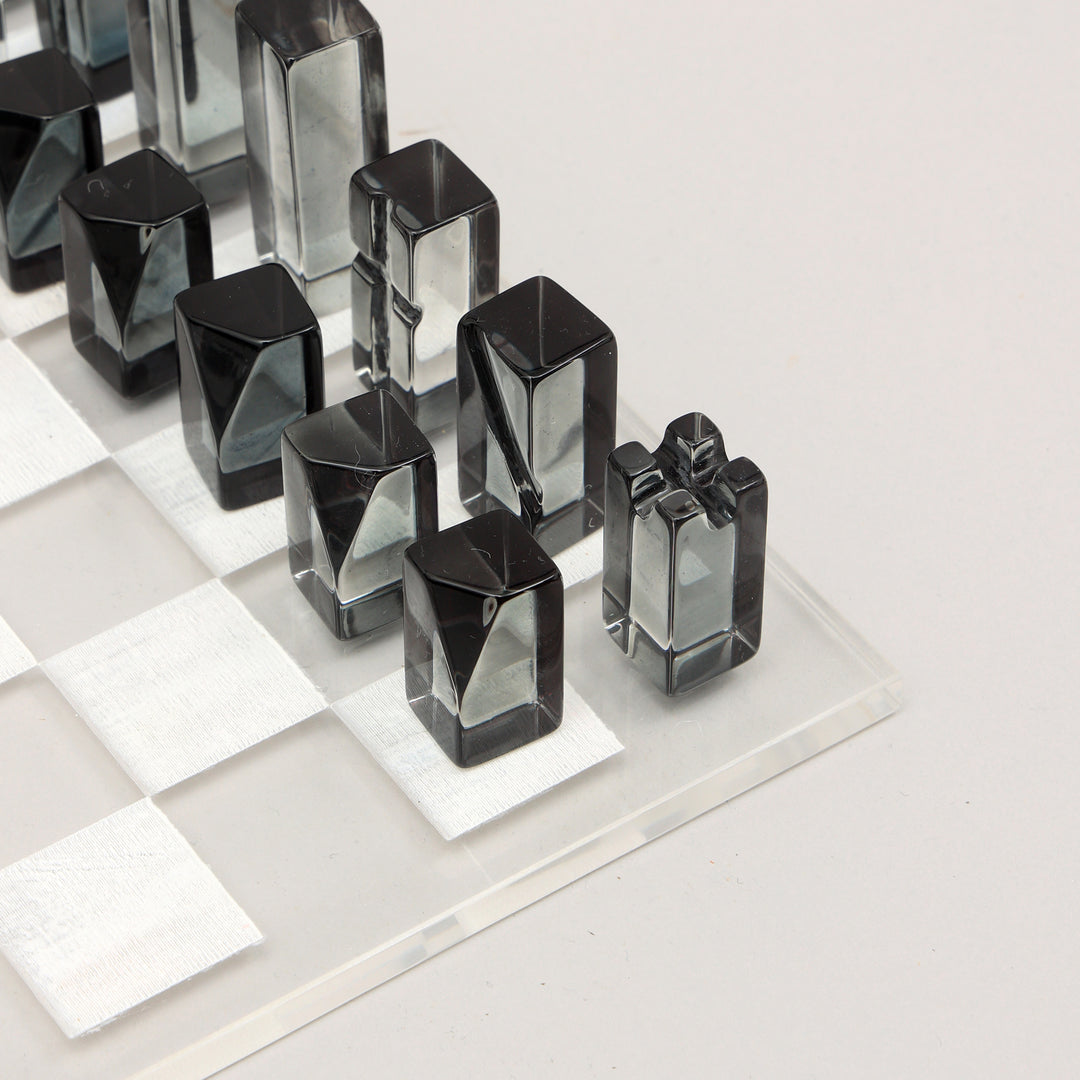 Elegant Acraylic Chess Decor Piece Black and White Classic Design for Home or Office