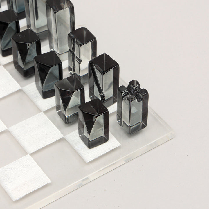 Elegant Acraylic Chess Decor Piece Black and White Classic Design for Home or Office